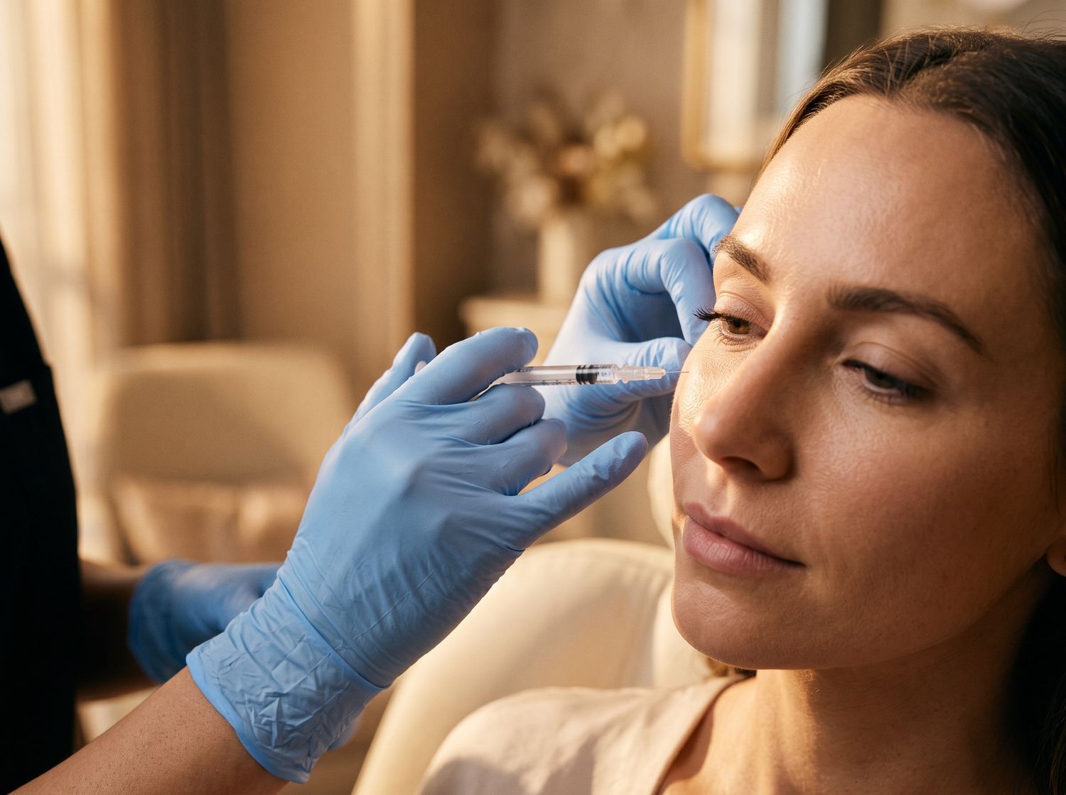 Practitioner performing a precise injectable treatment at Enass Injectables